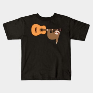 Funny Sloth Playing Classic Guitar Guitarist Music Lover Kids T-Shirt